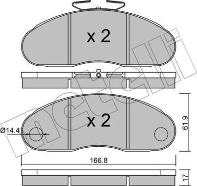 Metelli 22-0111-2 - Тормозные колодки, дисковые, комплект autospares.lv