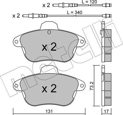 Metelli 22-0184-1 - Тормозные колодки, дисковые, комплект autospares.lv