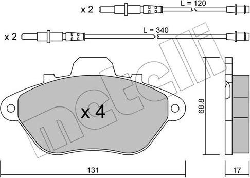 Metelli 22-0185-0 - Тормозные колодки, дисковые, комплект autospares.lv