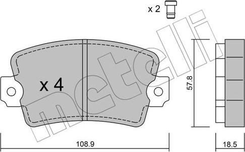 Metelli 22-0186-0 - Тормозные колодки, дисковые, комплект autospares.lv