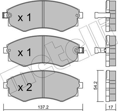 Metelli 22-0188-0 - Тормозные колодки, дисковые, комплект autospares.lv