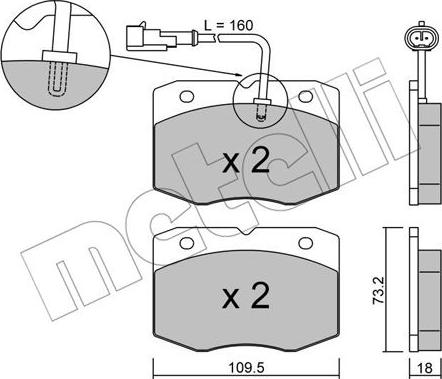 Metelli 22-0139-1 - Тормозные колодки, дисковые, комплект autospares.lv