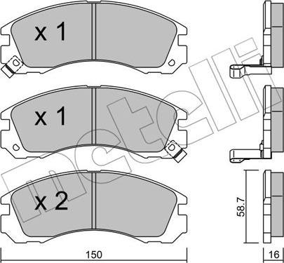 Metelli 22-0134-0 - Тормозные колодки, дисковые, комплект autospares.lv