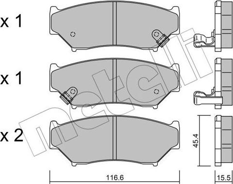 Metelli 22-0136-0 - Тормозные колодки, дисковые, комплект autospares.lv