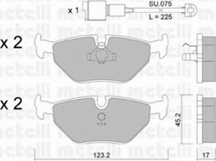 Metelli 22-0125-0K - Тормозные колодки, дисковые, комплект autospares.lv