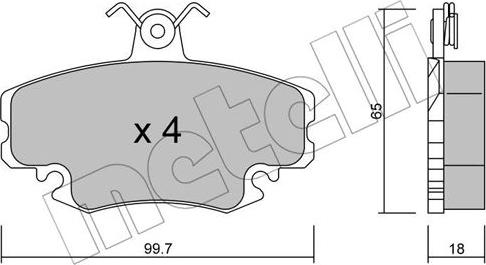 Metelli 22-0120-0 - Тормозные колодки, дисковые, комплект autospares.lv