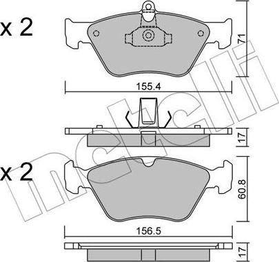 Metelli 22-0128-0 - Тормозные колодки, дисковые, комплект autospares.lv