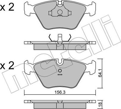 Metelli 22-0122-2 - Тормозные колодки, дисковые, комплект autospares.lv