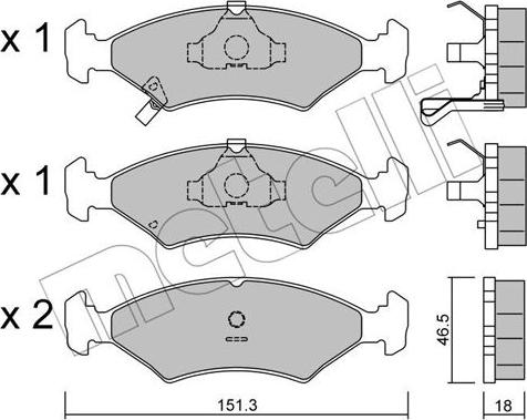 Metelli 22-0127-0 - Тормозные колодки, дисковые, комплект autospares.lv