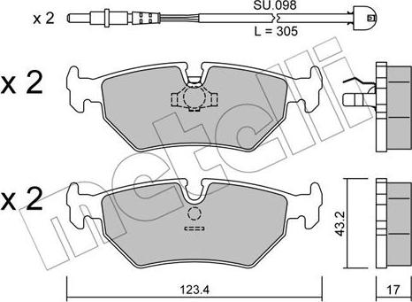 Metelli 22-0178-1K - Тормозные колодки, дисковые, комплект autospares.lv