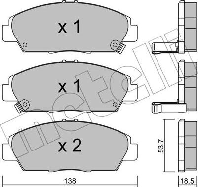 Metelli 22-0172-0 - Тормозные колодки, дисковые, комплект autospares.lv