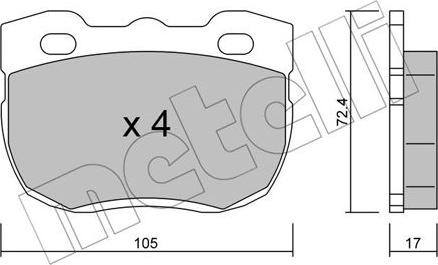 Metelli 22-0177-1 - Тормозные колодки, дисковые, комплект autospares.lv