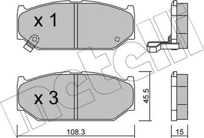 Metelli 22-0897-0 - Тормозные колодки, дисковые, комплект autospares.lv