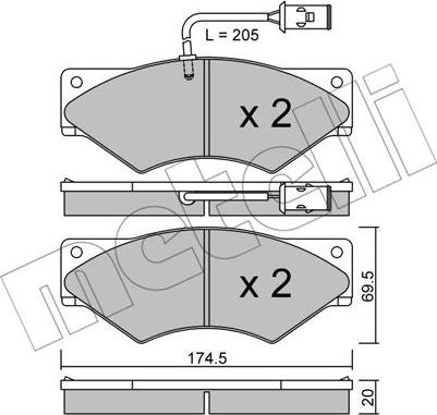 Metelli 22-0849-0 - Тормозные колодки, дисковые, комплект autospares.lv