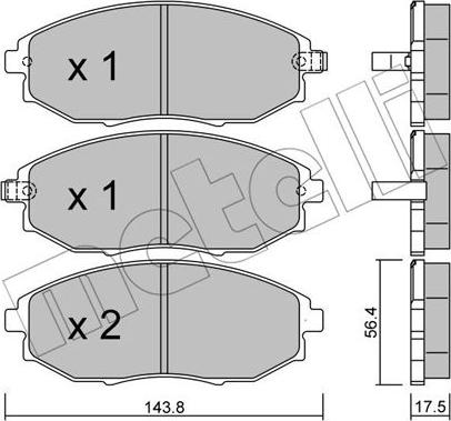 Metelli 22-0845-0 - Тормозные колодки, дисковые, комплект autospares.lv