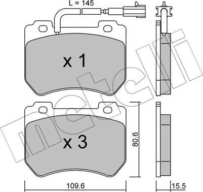 Metelli 22-0848-0 - Тормозные колодки, дисковые, комплект autospares.lv