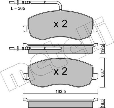 Metelli 22-0847-0 - Тормозные колодки, дисковые, комплект autospares.lv