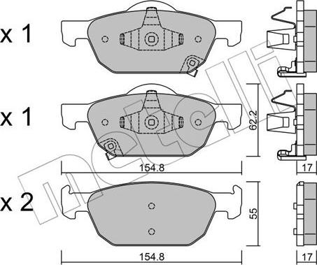 Metelli 22-0866-0 - Тормозные колодки, дисковые, комплект autospares.lv