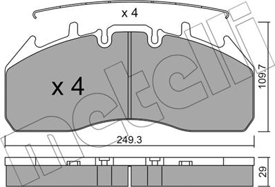 Metelli 22-0809-0 - Тормозные колодки, дисковые, комплект autospares.lv