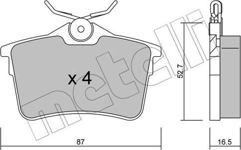 Metelli 22-0816-0 - Тормозные колодки, дисковые, комплект autospares.lv