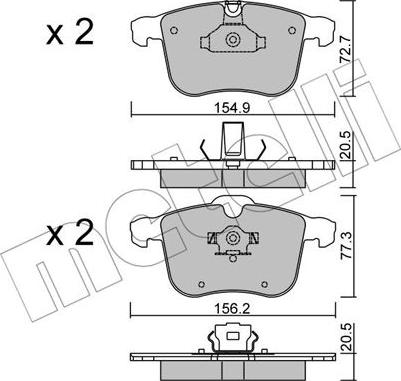 Metelli 22-0813-0 - Тормозные колодки, дисковые, комплект autospares.lv