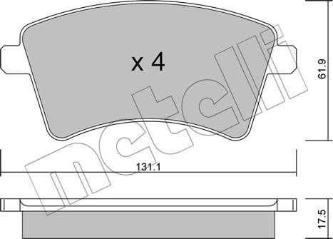 Metelli 22-0812-2 - Тормозные колодки, дисковые, комплект autospares.lv