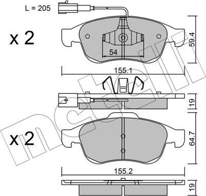 Metelli 22-0817-1 - Тормозные колодки, дисковые, комплект autospares.lv