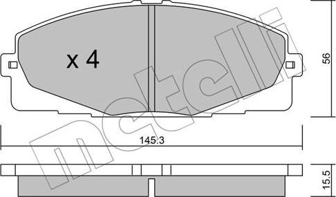 Metelli 22-0883-0 - Тормозные колодки, дисковые, комплект autospares.lv