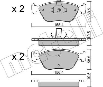 Metelli 22-0832-0 - Тормозные колодки, дисковые, комплект autospares.lv