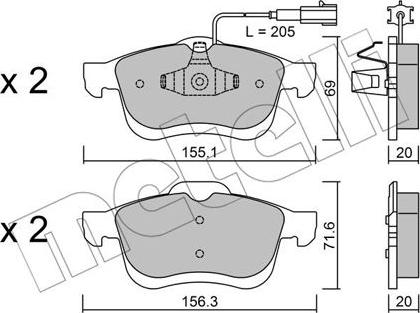 Metelli 22-0824-1 - Тормозные колодки, дисковые, комплект autospares.lv