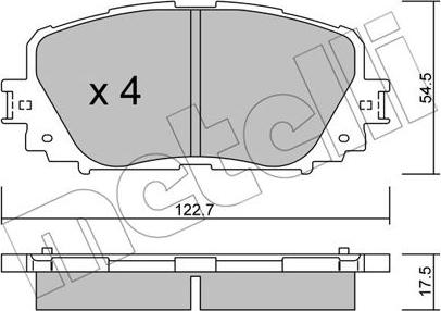 Metelli 22-0820-0 - Тормозные колодки, дисковые, комплект autospares.lv