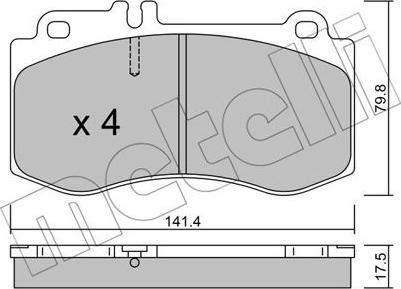 Metelli 22-0827-0 - Тормозные колодки, дисковые, комплект autospares.lv