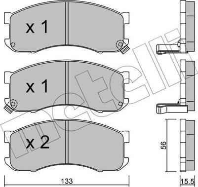 Metelli 22-0394-0 - Тормозные колодки, дисковые, комплект autospares.lv