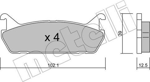 Metelli 22-0390-0 - Тормозные колодки, дисковые, комплект autospares.lv