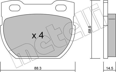 Metelli 22-0354-0 - Тормозные колодки, дисковые, комплект autospares.lv