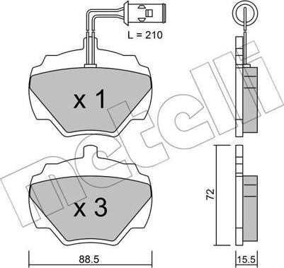 Metelli 22-0353-1 - Тормозные колодки, дисковые, комплект autospares.lv