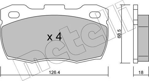 Metelli 22-0352-0 - Тормозные колодки, дисковые, комплект autospares.lv