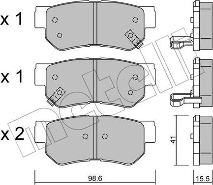 Metelli 22-0365-0 - Тормозные колодки, дисковые, комплект autospares.lv