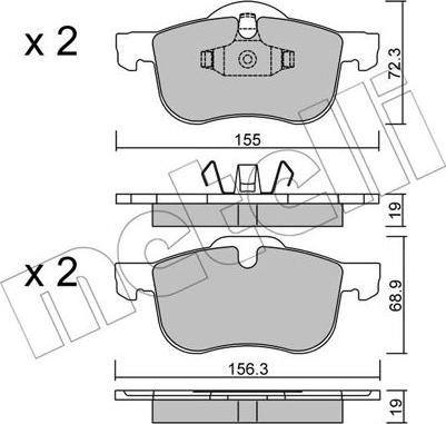 Metelli 22-0309-0 - Тормозные колодки, дисковые, комплект autospares.lv