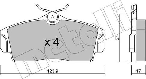 Metelli 22-0305-0 - Тормозные колодки, дисковые, комплект autospares.lv