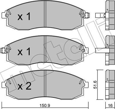 Metelli 22-0306-1 - Тормозные колодки, дисковые, комплект autospares.lv