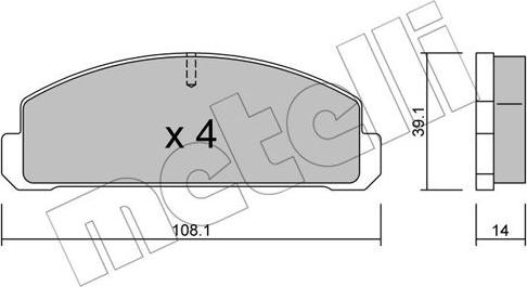 Metelli 22-0300-0 - Тормозные колодки, дисковые, комплект autospares.lv