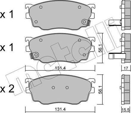 Metelli 22-0301-0 - Тормозные колодки, дисковые, комплект autospares.lv