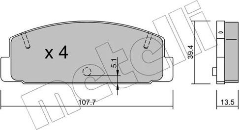 Metelli 22-0302-0 - Тормозные колодки, дисковые, комплект autospares.lv