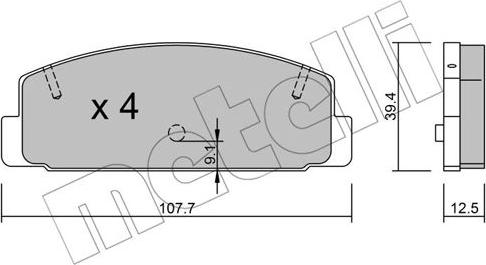 Metelli 22-0302-2 - Тормозные колодки, дисковые, комплект autospares.lv