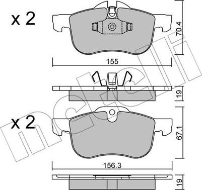 Metelli 22-0307-0 - Тормозные колодки, дисковые, комплект autospares.lv