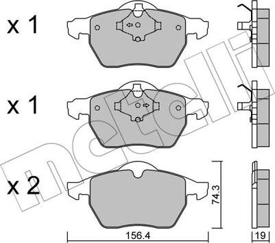 Metelli 22-0314-1 - Тормозные колодки, дисковые, комплект autospares.lv