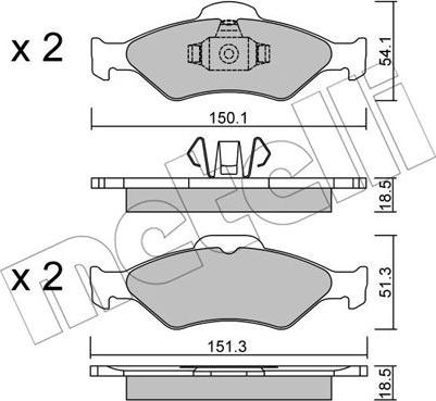 Metelli 22-0315-0 - Тормозные колодки, дисковые, комплект autospares.lv