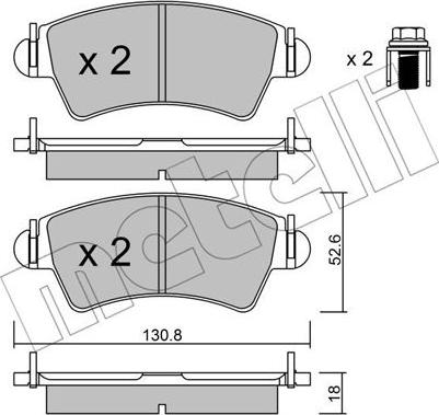 Metelli 22-0313-0 - Тормозные колодки, дисковые, комплект autospares.lv