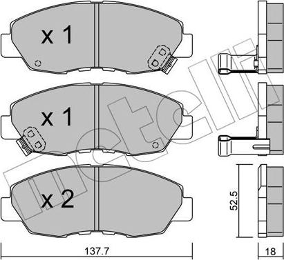 Metelli 22-0384-0 - Тормозные колодки, дисковые, комплект autospares.lv